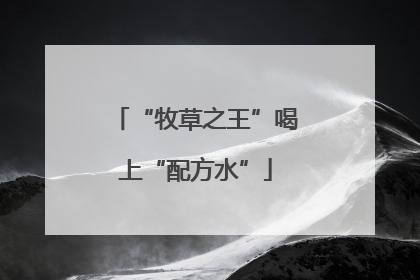 “牧草之王”喝上“配方水”