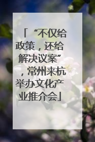 “不仅给政策，还给解决议案”，常州来杭举办文化产业推介会