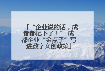 “企业说的话，成都都记下了！” 成都企业“金点子”写进数字文创政策