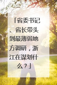 省委书记、省长带头到最薄弱地方调研，浙江在谋划什么？