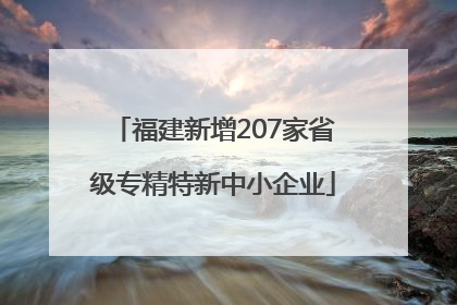 福建新增207家省级专精特新中小企业