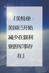 美特使：美国已开始减少在叙利亚的军事存在