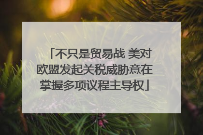 不只是贸易战 美对欧盟发起关税威胁意在掌握多项议程主导权