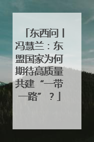 东西问丨冯慧兰：东盟国家为何期待高质量共建“一带一路”？
