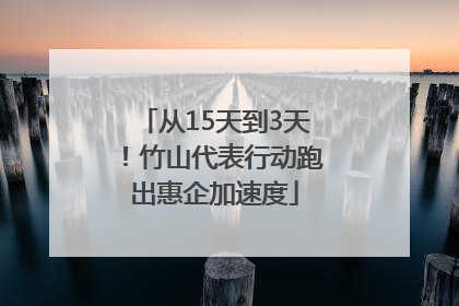 从15天到3天！竹山代表行动跑出惠企加速度
