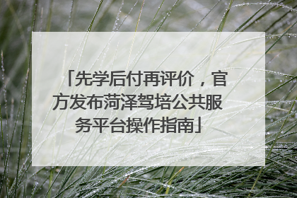 先学后付再评价，官方发布菏泽驾培公共服务平台操作指南