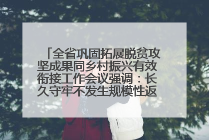 全省巩固拓展脱贫攻坚成果同乡村振兴有效衔接工作会议强调：长久守牢不发生规模性返贫致贫底线 王宁出席并讲话 王予波主持