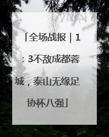 全场战报｜1：3不敌成都蓉城，泰山无缘足协杯八强
