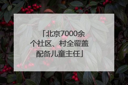 北京7000余个社区、村全覆盖配备儿童主任