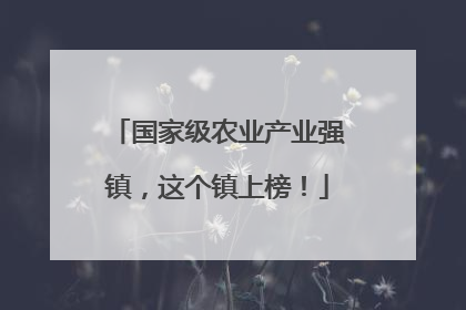 国家级农业产业强镇，这个镇上榜！