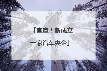 官宣！新成立一家汽车央企