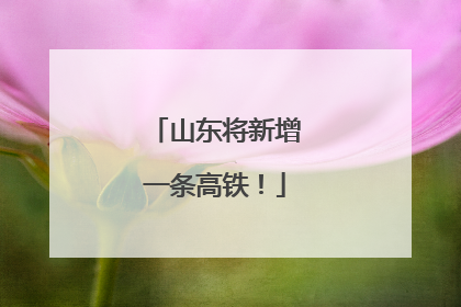 山东将新增一条高铁！