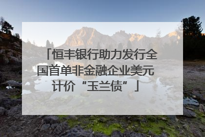 恒丰银行助力发行全国首单非金融企业美元计价“玉兰债”