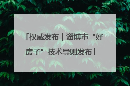 权威发布｜淄博市“好房子”技术导则发布