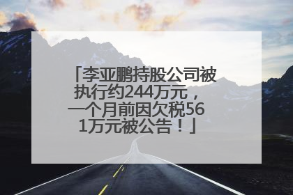 李亚鹏持股公司被执行约244万元，一个月前因欠税561万元被公告！
