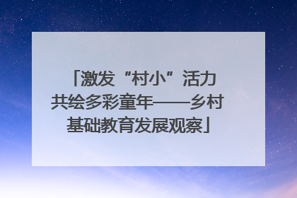 激发“村小”活力 共绘多彩童年——乡村基础教育发展观察