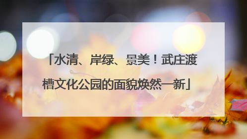 水清、岸绿、景美！武庄渡槽文化公园的面貌焕然一新