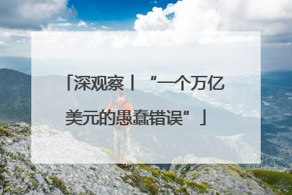 深观察丨“一个万亿美元的愚蠢错误”