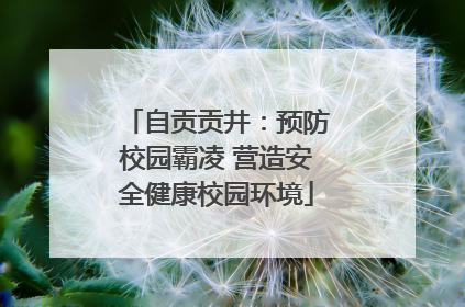 自贡贡井：预防校园霸凌 营造安全健康校园环境