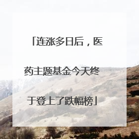 连涨多日后，医药主题基金今天终于登上了跌幅榜