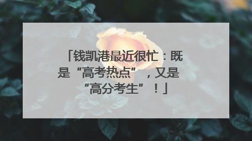 钱凯港最近很忙：既是“高考热点”，又是“高分考生”！