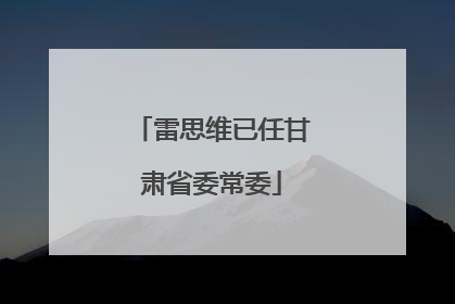 雷思维已任甘肃省委常委