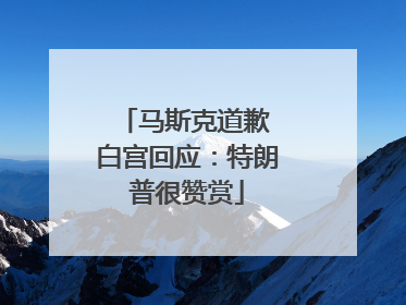 马斯克道歉 白宫回应：特朗普很赞赏