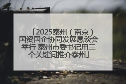 2025泰州（南京）国资国企协同发展恳谈会举行 泰州市委书记用三个关键词推介泰州