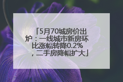 5月70城房价出炉：一线城市新房环比涨幅转降0.2%，二手房降幅扩大